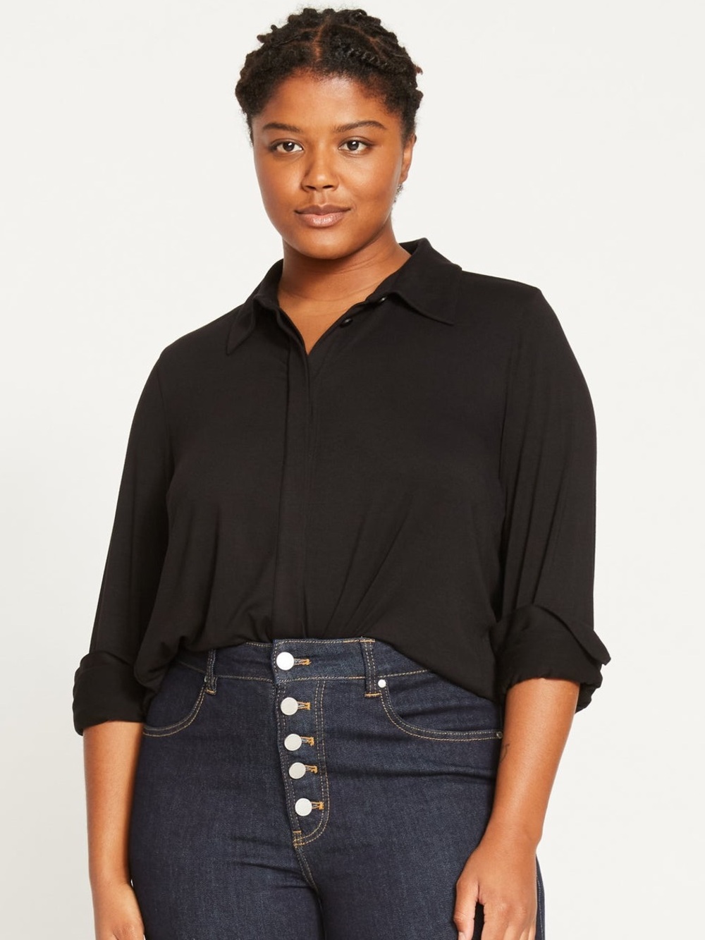 Universal Standard Elbe Liquid Jersey Shirt Women’s Size 10 Button Up Classic